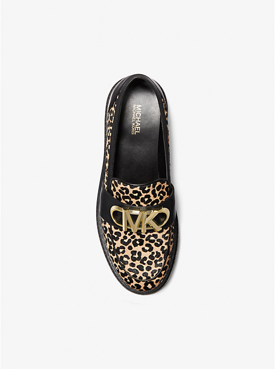 Női Michael Kors Parker Leopard Print Calf Hair Loafers Fekete | HU1713WNR