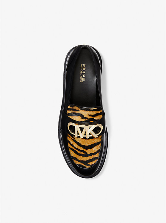 Női Michael Kors Parker Tiger Print Calf Hair and Leather Loafers MARIGOLD | HU1714EBT