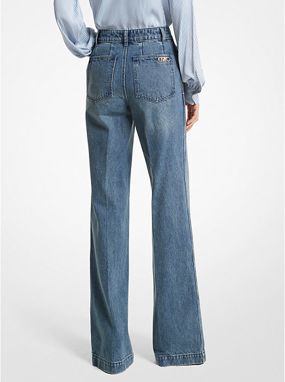 Női Michael Kors Pintucked Denim Wide-Leg Farmernadrág Kék Világoskék | HU1421CTO