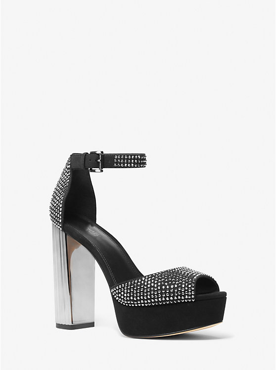 Női Michael Kors Porter Studded Platform Peep-Toe Pump Szandál Fekete | HU1945MQZ