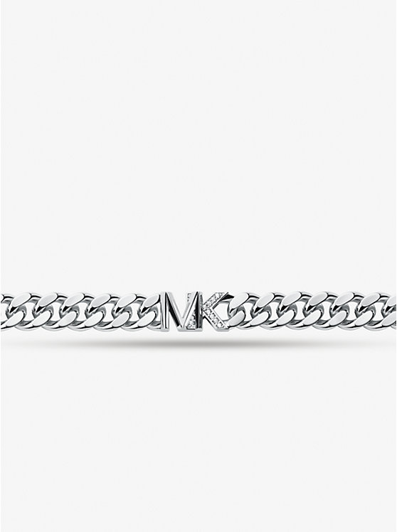 Női Michael Kors Precious Metal-Plated Brass Pavé Logo Curb Link Karkötő Titán | HU1528NWI