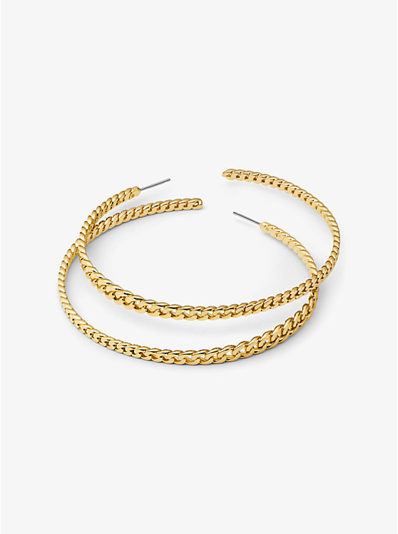 Női Michael Kors Precious Metal-Plated Brass Curb Link Hoop Fülbevalók Arany | HU1539JPL