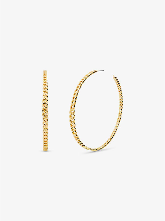 Női Michael Kors Precious Metal-Plated Brass Curb Link Hoop Fülbevalók Arany | HU1539JPL