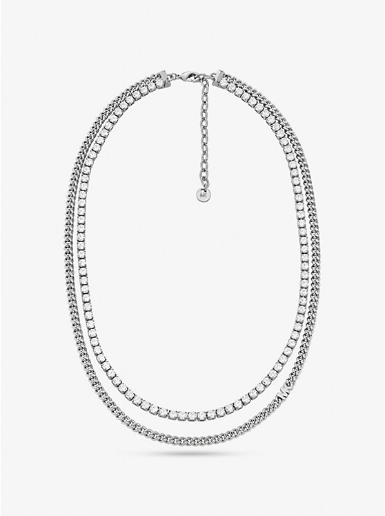 Női Michael Kors Precious Metal-Plated Brass Double Chain Tennis Nyaklánc Titán | HU1561YXF