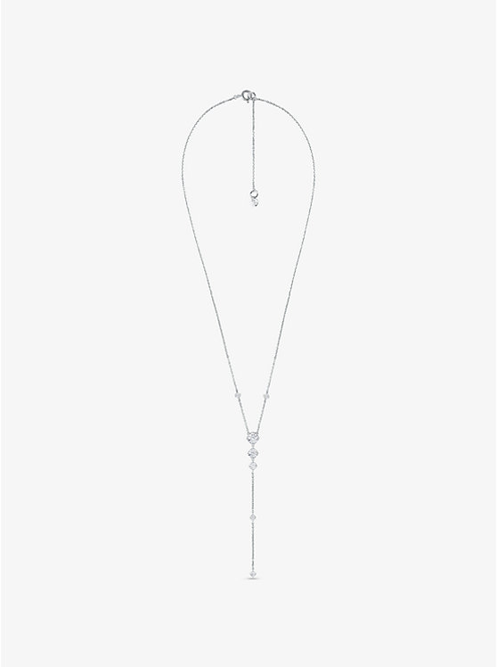 Női Michael Kors Precious Metal-Plated Sterling Silver Cubic Zirconia Lariat Nyaklánc Titán | HU1570GSV