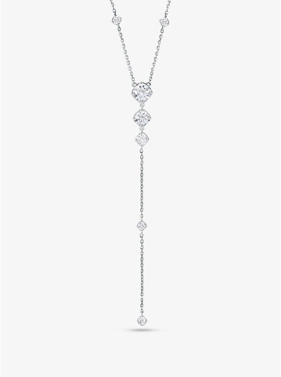 Női Michael Kors Precious Metal-Plated Sterling Silver Cubic Zirconia Lariat Nyaklánc Titán | HU1570GSV