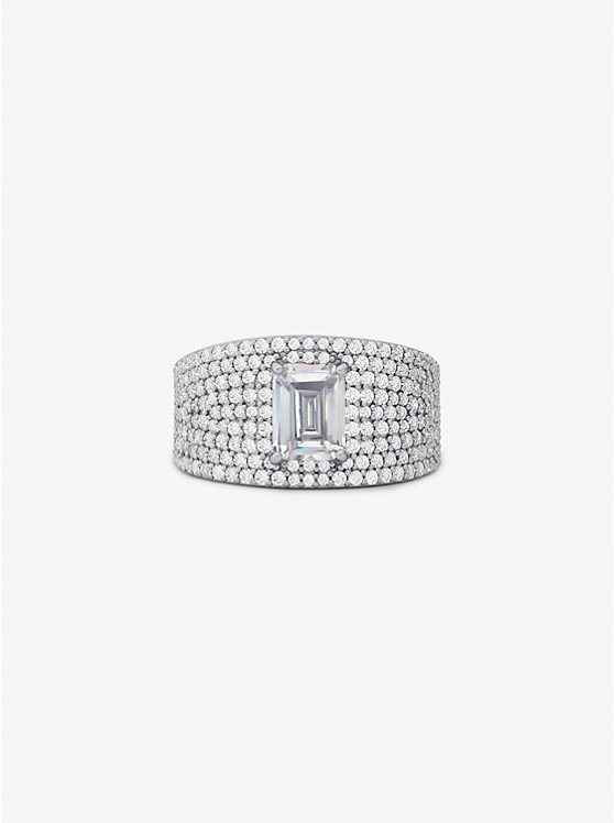 Női Michael Kors Precious Metal-Plated Sterling Silver Pavé Signet Gyűrűk Titán | HU1580NWY