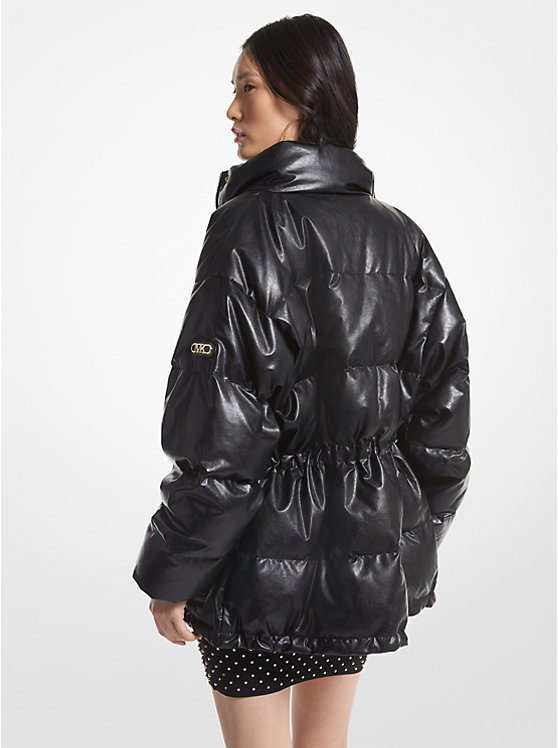 Női Michael Kors Quilted Coated Puffer Kabát Fekete | HU1402EBJ