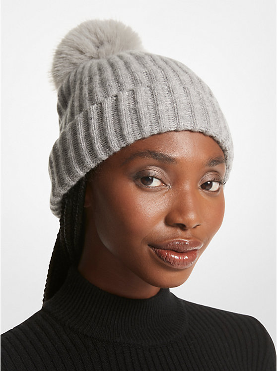 Női Michael Kors Ribbed Cashmere Beanie Kalap Szürke | HU1012BET