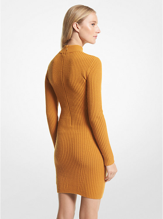 Női Michael Kors Ribbed Merino Wool Blend Ruha MARIGOLD | HU1320NWH