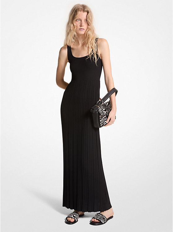 Női Michael Kors Ribbed Stretch Knit Maxi Ruha Fekete | HU1324BEZ