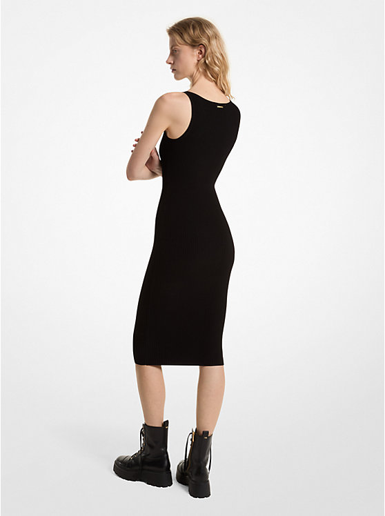 Női Michael Kors Ribbed Stretch Knit Midi Tank Ruha Fekete | HU1325VRX