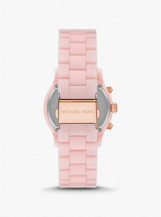 Női Michael Kors Runway Pavé Rose Gold-Tone and Blush Acetate Óra BLUSH | HU1665YXP