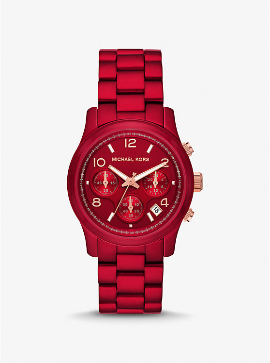 Női Michael Kors Runway Red-Coated Óra Piros | HU1667ILS