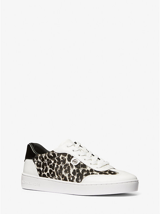 Női Michael Kors Scotty Leopard Print Calf Hair Sportcipő Fekete | HU2013AHU