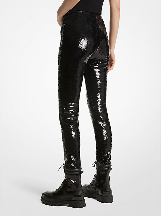 Női Michael Kors Sequined Stretch Jersey Leggings Fekete | HU1424NWS