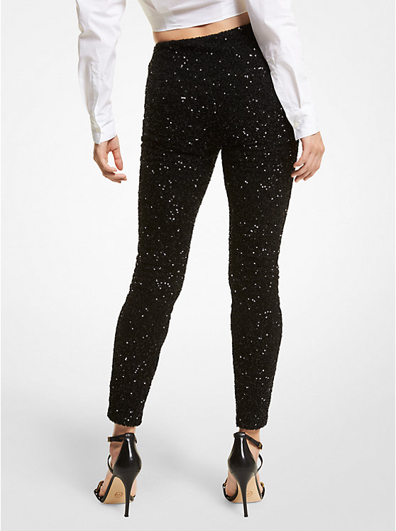 Női Michael Kors Sequined Stretch Mesh Leggings Fekete | HU1425MQD