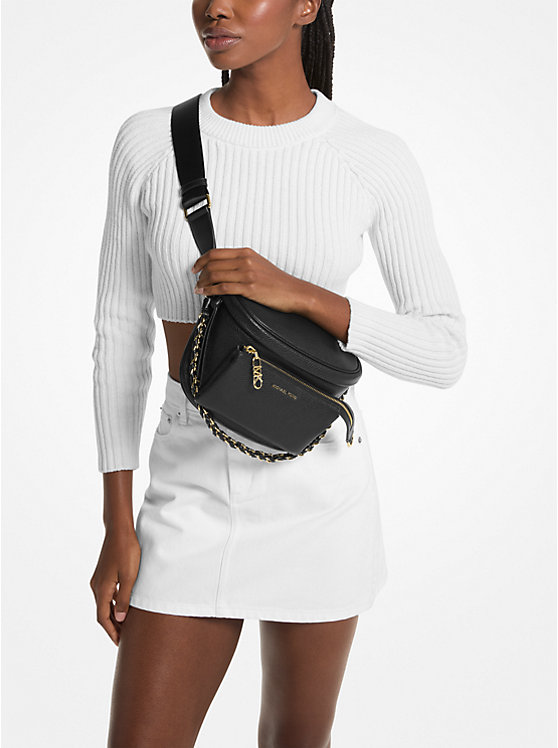 Női Michael Kors Slater Medium Pebbled Leather Sling Pack Crossbody Táska Fekete | HU1139QMB