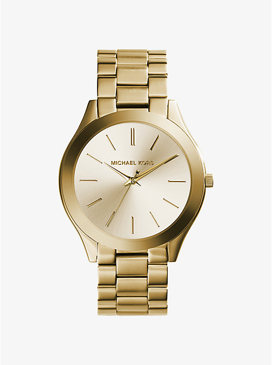 Női Michael Kors Slim Runway Gold-Tone Stainless Steel Óra Arany | HU1674GSL