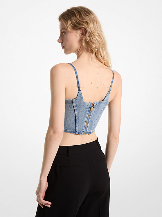 Női Michael Kors Stretch Denim Bustier Felsők Kék Világoskék | HU1494PJQ