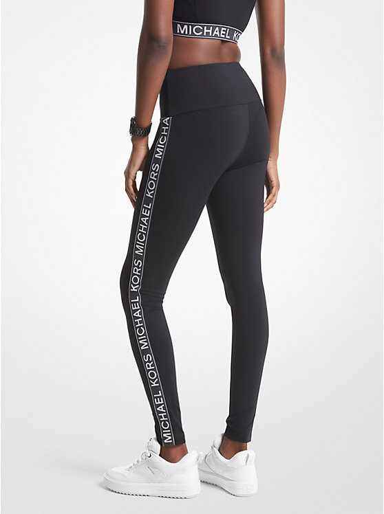 Női Michael Kors Stretch Nylon Logo Tape Leggings Fekete | HU1426MQF