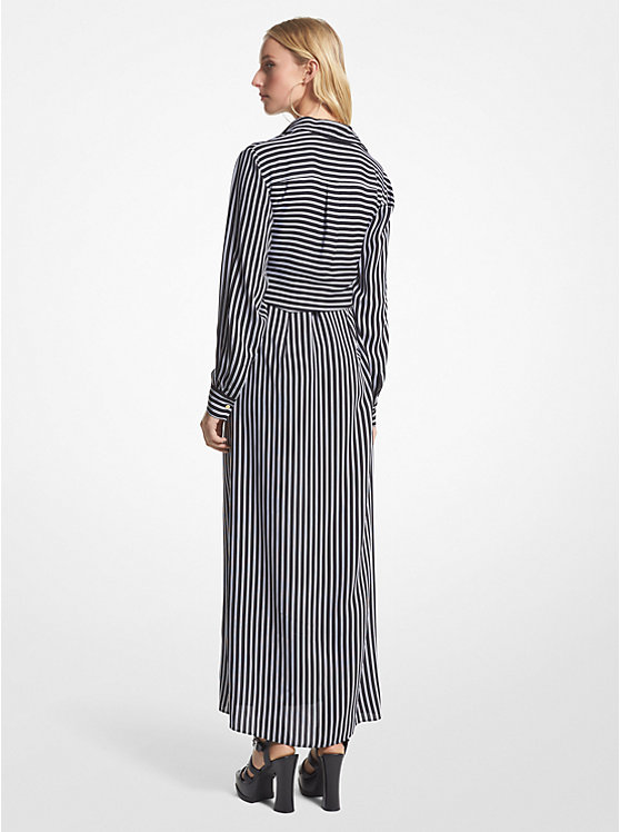 Női Michael Kors Striped Georgette Tie-Front Shirt Ruha Fekete | HU1343TCS