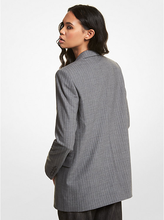 Női Michael Kors Striped Stretch Wool Boyfriend Blazer Kabát Kék | HU1414GSW