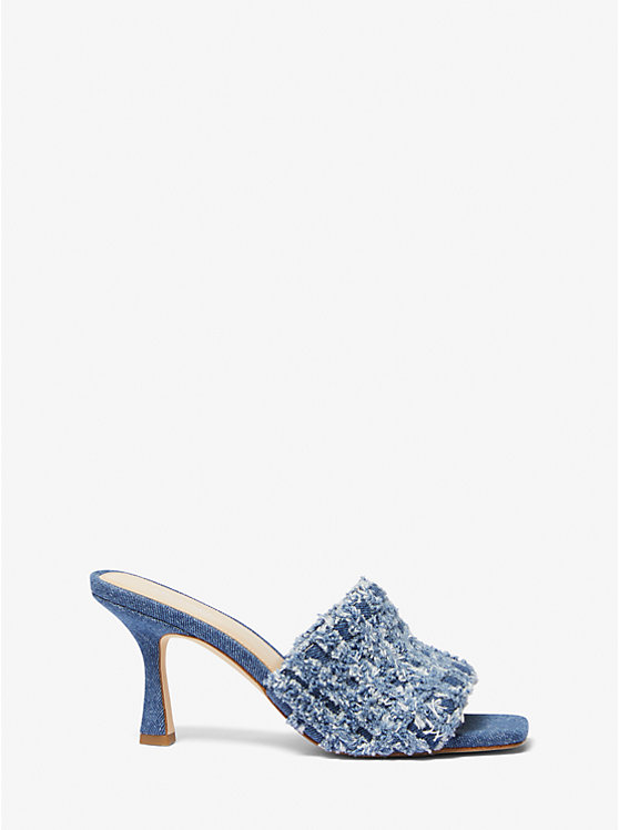 Női Michael Kors Tessa Frayed Denim Mule Szandál DENIM | HU1967TCG