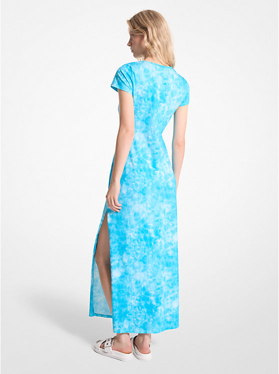 Női Michael Kors Tie-Dyed Stretch Cotton Maxi Ruha Kék | HU1344RVD