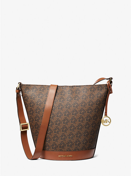 Női Michael Kors Townsend Medium Empire Signature Logo Bucket Messenger Táska BROWN/LUGGAGE | HU1171XYW