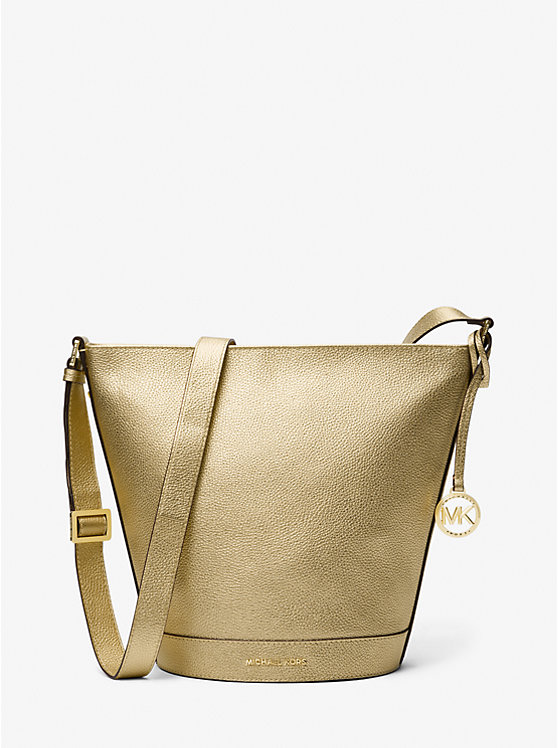 Női Michael Kors Townsend Medium Metallic Pebbled Leather Messenger Táska Arany | HU1172ZUE