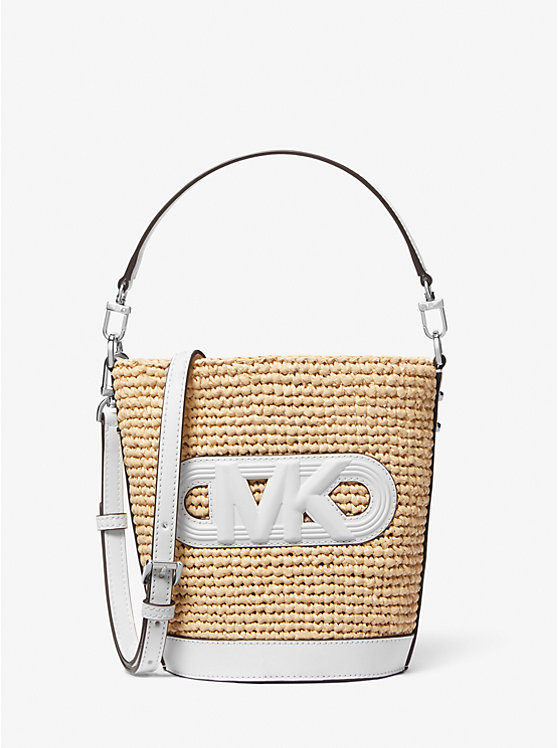 Női Michael Kors Townsend Small Straw Messenger Táska NAT/OPTICWHT | HU1174KOT