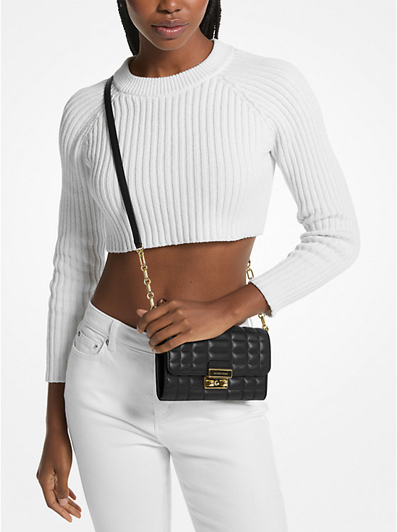 Női Michael Kors Tribeca Large Leather Convertible Crossbody Táska Fekete | HU1147ILT