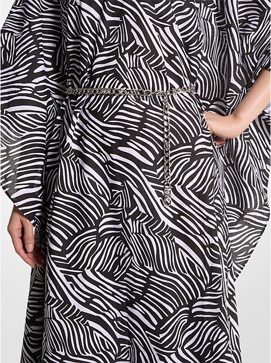 Női Michael Kors Zebra Organic Cotton Lawn Caftan Ruha BLACK/WHITE | HU1347QMH