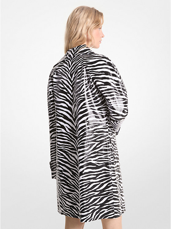 Női Michael Kors Zebra Print Cotton Twill Balmacaan Kabát BLACK/WHITE | HU1417KOT